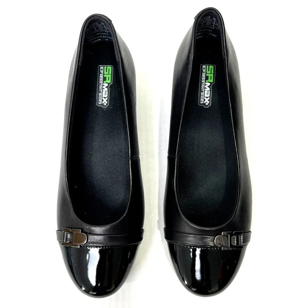 SR Max Isabela Womens Black Wedge Style Soft Toe Slip Resistant Work Shoe Size 8